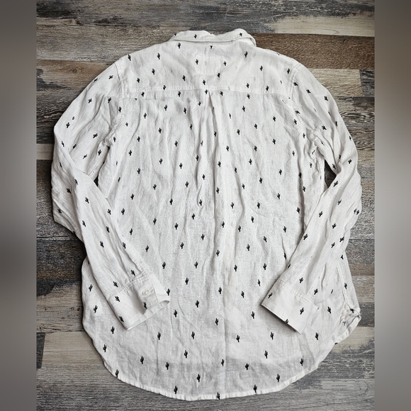 Rails Charli Black Cactus Linen Blend Button Down Shirt Women's XS - Picture 7 of 9